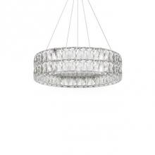 Kuzco CH78232 (3000k) - Aircraft Cable Suspended Pendant With A Double Circular Ring Of Diamond Cut Clear Crystal Glass