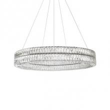 Kuzco CH78241 (3000k) - Aircraft Cable Suspended Pendant With A Double Circular Ring Of Diamond Cut Clear Crystal Glass