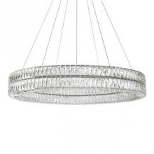 Kuzco CH78259 (3000k) - Aircraft Cable Suspended Chandelier With A Double Circular Ring Of Diamond Cut Clear Crystal