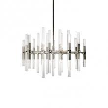 Kuzco CH9628-PN - Single-Stem Mounted Interior Pendant With Circular Ceiling Plan. 19 Parallel Pipes, Vertically