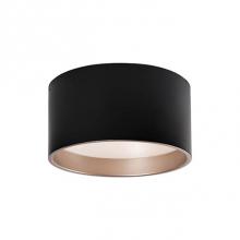 Kuzco FM11414-BK - Immaculate In Design Two Toned Round Cylinder Shaped Flush Mount With White Acrylic Diffuser.