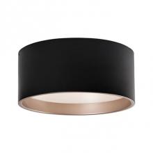 Kuzco FM11418-BK - Immaculate In Design Two Toned Round Cylinder Shaped Flush Mount With White Acrylic Diffuser.