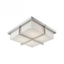 Kuzco FM2413-BN - Elegant Square Led Flush Mount With Frosted Glass With Fine Crystal Clear Edges; Polished Chrome