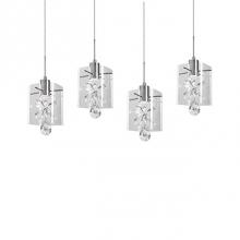 Kuzco MP2704-CH - Dazzling Linear Four Led Multi-Pendant With Each Pendant Having Rounded Square Clear Glass.