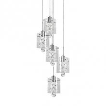 Kuzco MP2705-CH - Dazzling Round Five Led Multi-Pendant With Each Pendant Having Rounded Square Clear Glass.