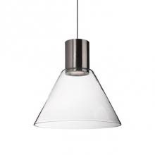 Kuzco PD11612-BN - Refined Single Led Pendant With Heavy Gauge Steel And Clear Trapezium Shaped Glass. Brushed