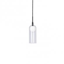 Kuzco PD19804-BK - Clear Glass Cylindrical Shade Rests On Opal Acrylic Diffuser GlobeBrushed Plated Finishes Or