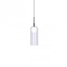 Kuzco PD19804-CH - Clear Glass Cylindrical Shade Rests On Opal Acrylic Diffuser GlobeBrushed Plated Finishes Or