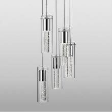 Kuzco PD4405-CH - Five Lamp Led Pendant With Encased Crystal Bubbles In A Clear Glass Shade With Chrome
