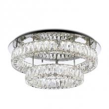 Kuzco SF7842 (3000k) - Two Tiered Led Semi-Flush Mount With Two Different Sized Rings. Each Crystal Ring Has Exquisite