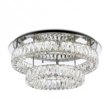 Kuzco SF7842 (3000k) - Two Tiered Led Semi-Flush Mount With Two Different Sized Rings. Each Crystal Ring Has Exquisite
