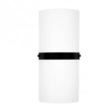 Kuzco WS3413-BK - Single Led Wall Sconce With Half Cylinder Shaped White Opal Glass And Black Band