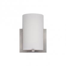 Kuzco WS6712-BN - A Half Cylinder Made From White Opal Glass Is Affixed To The Wall With A Brushed Metal Square