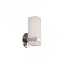 Kuzco WS8809-BN - A Rectangular Tube Of White Opal Glass Is Attached To The Wall With A Delicate, Square Metal