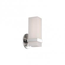Kuzco WS8809-CH - A Rectangular Tube Of White Opal Glass Is Attached To The Wall With A Delicate, Square Metal