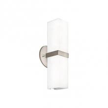 Kuzco WS8815-BN - A Rectangular Tube Of White Opal Glass Is Attached To The Wall With A Delicate, Square Metal