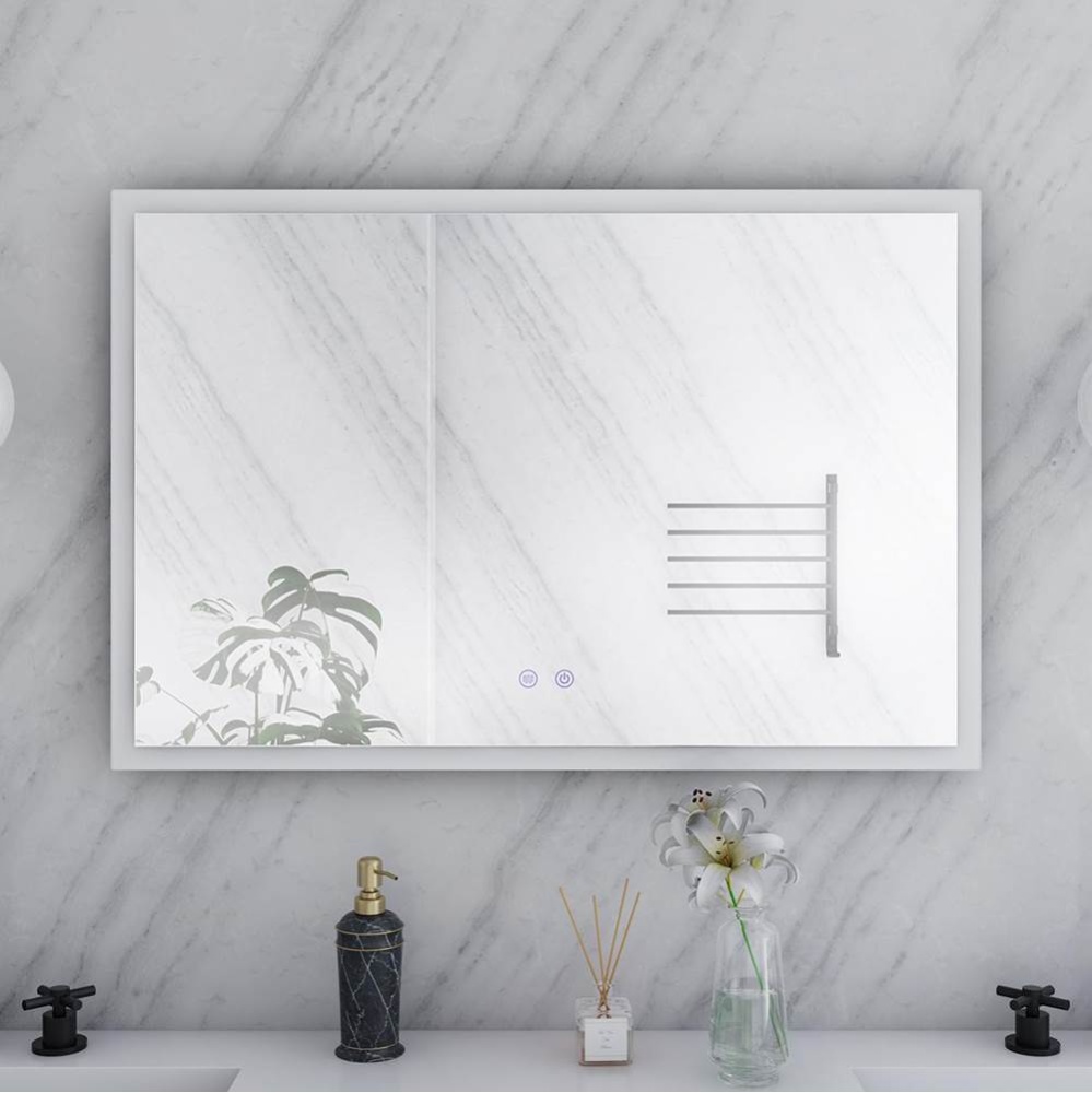 36 by 24 Inch Rectangle Lighted Mirror with Anti-Fog