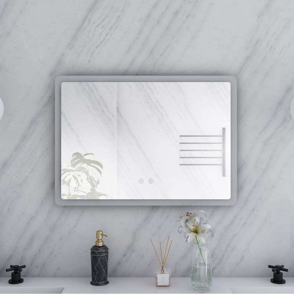28 by 20 Inch Rectangle Lighted Mirror with Anti-Fog