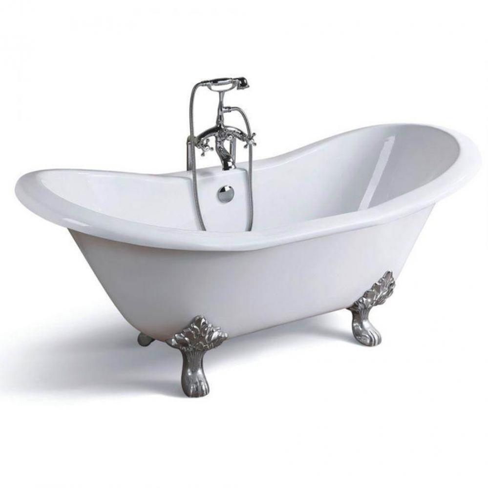 Ravelle Cast Iron Double Slipper Clawfoot Tub