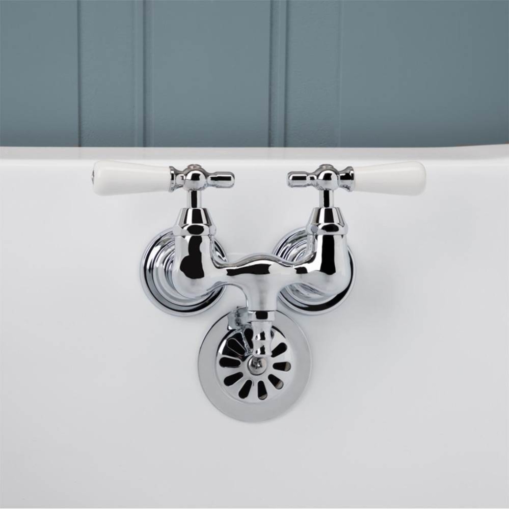 Tub Wall Mount English Telephone Faucet - Down Spout