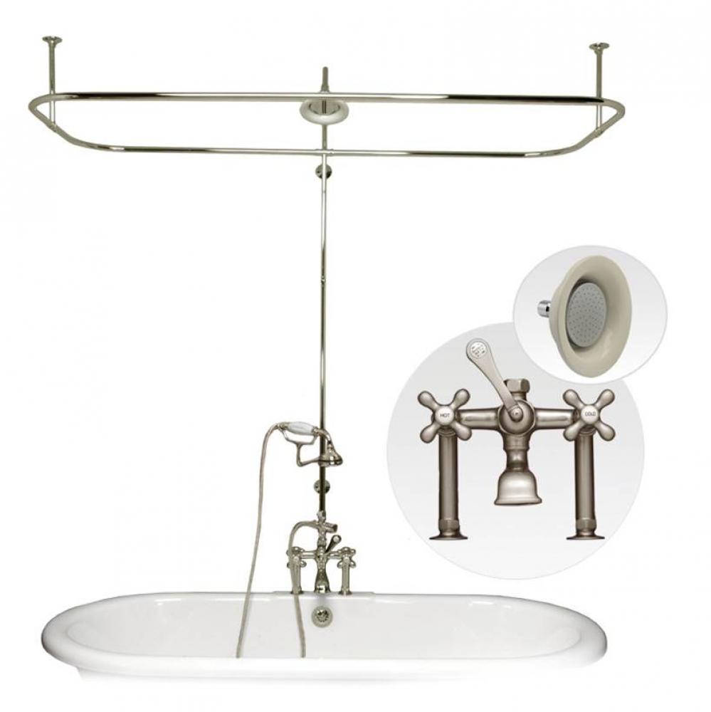 Side Deck Mount Shower Kit with Classic Spout Faucet Rim Mount Shower Enclosure