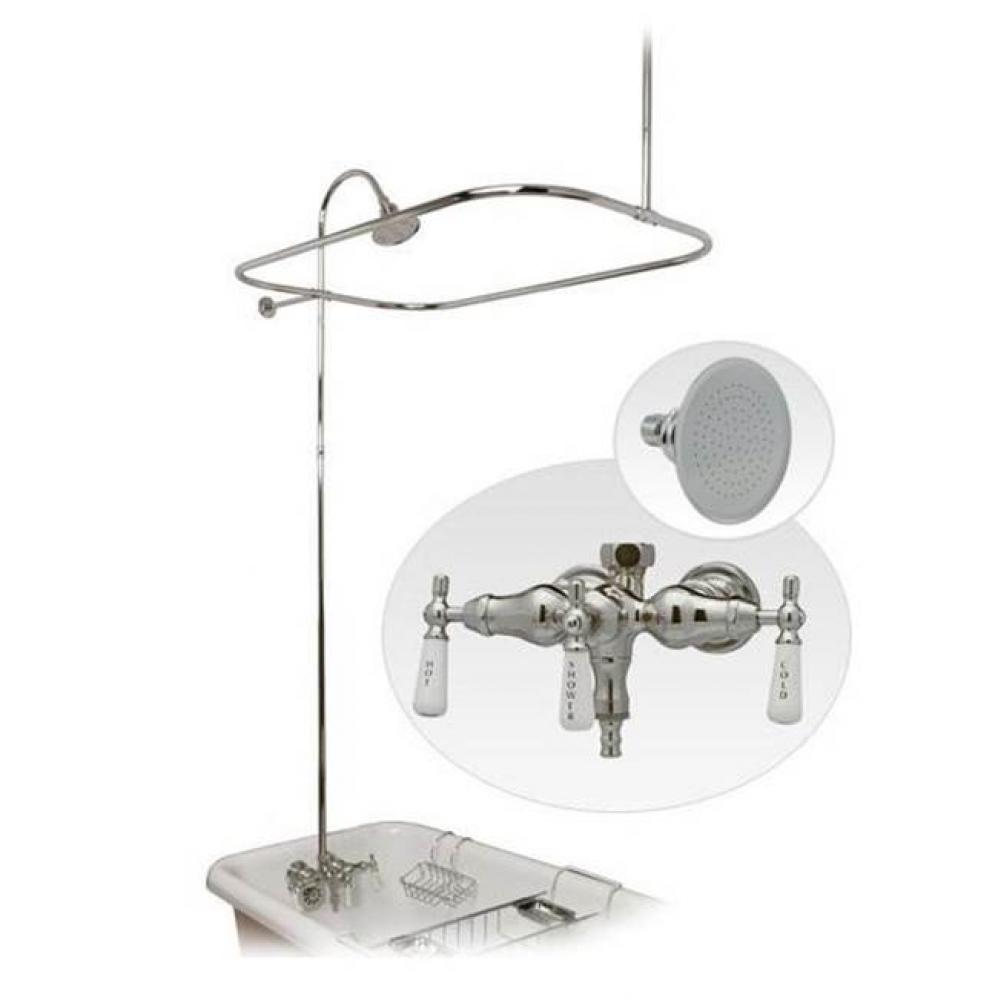Tub Wall Mount Shower Kit with Down Spout Faucet Shower Enclosure Set