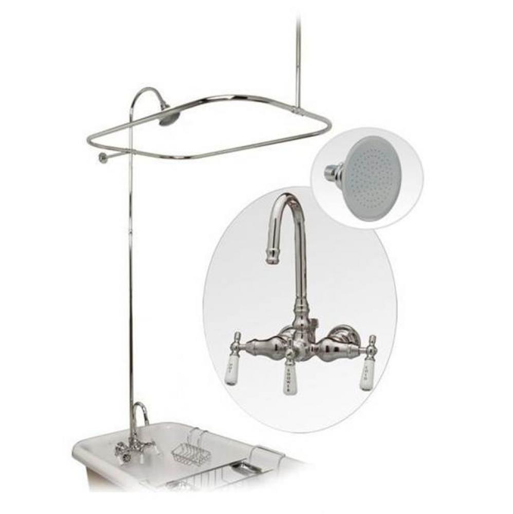 Tub Wall Mount Shower Kit with Gooseneck Faucet Shower Enclosure Set