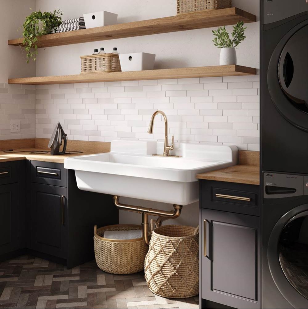 Cast Iron Kitchen / Laundry Sink - White