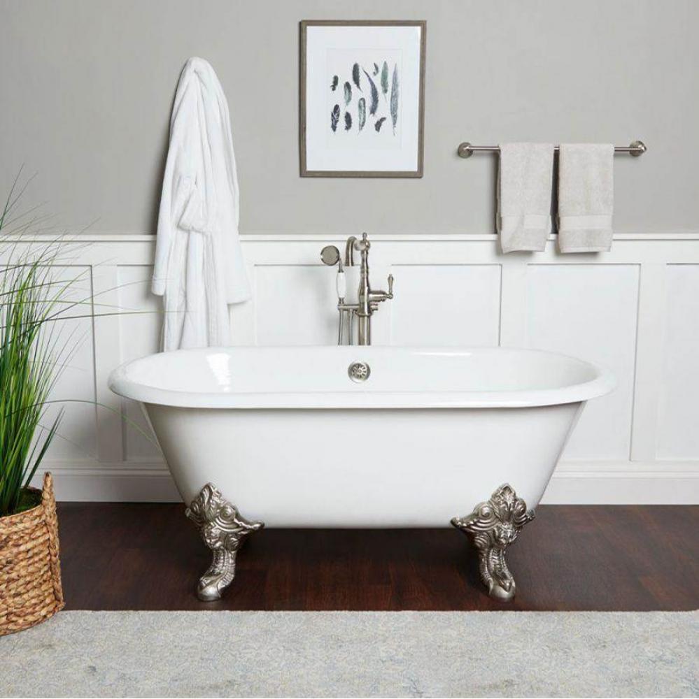 Eperney Cast Iron Clawfoot Double Ended Tub - No Faucet Drilling