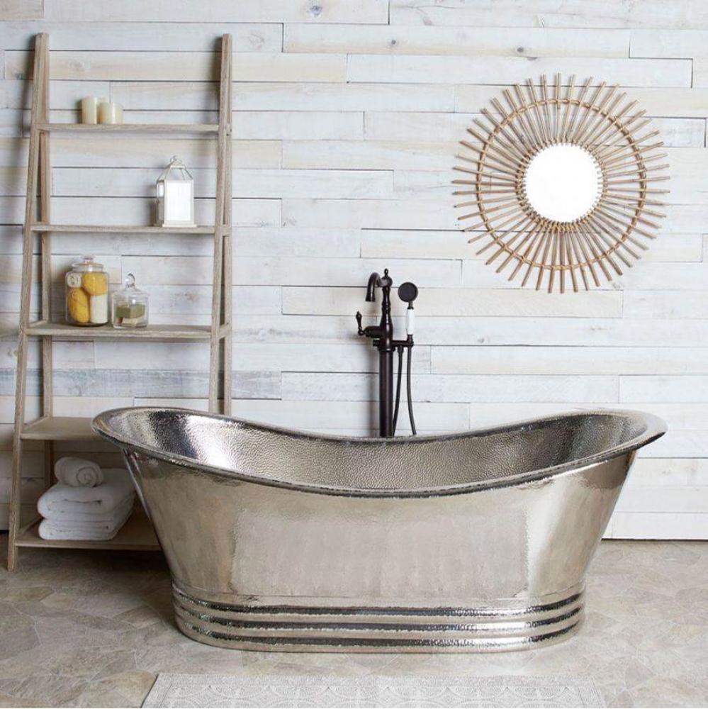 Mirabella Satin Nickel Double Slipper Freestanding Tub