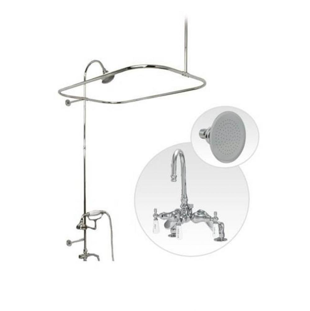 Deck Mount Shower Kit with Gooseneck Faucet Shower Enclosure Set