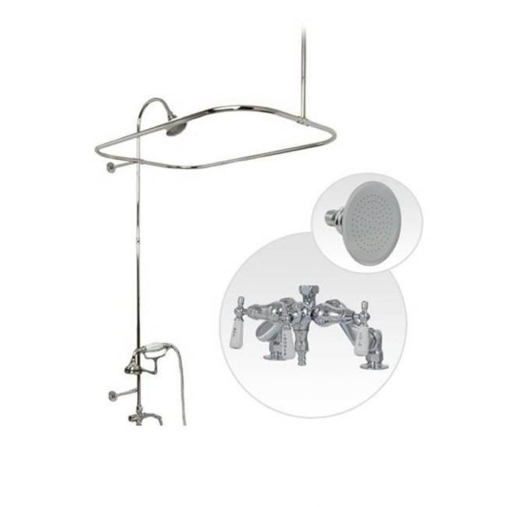 Deck Mount Shower Kit with Down Spout Faucet Shower Enclosure Set