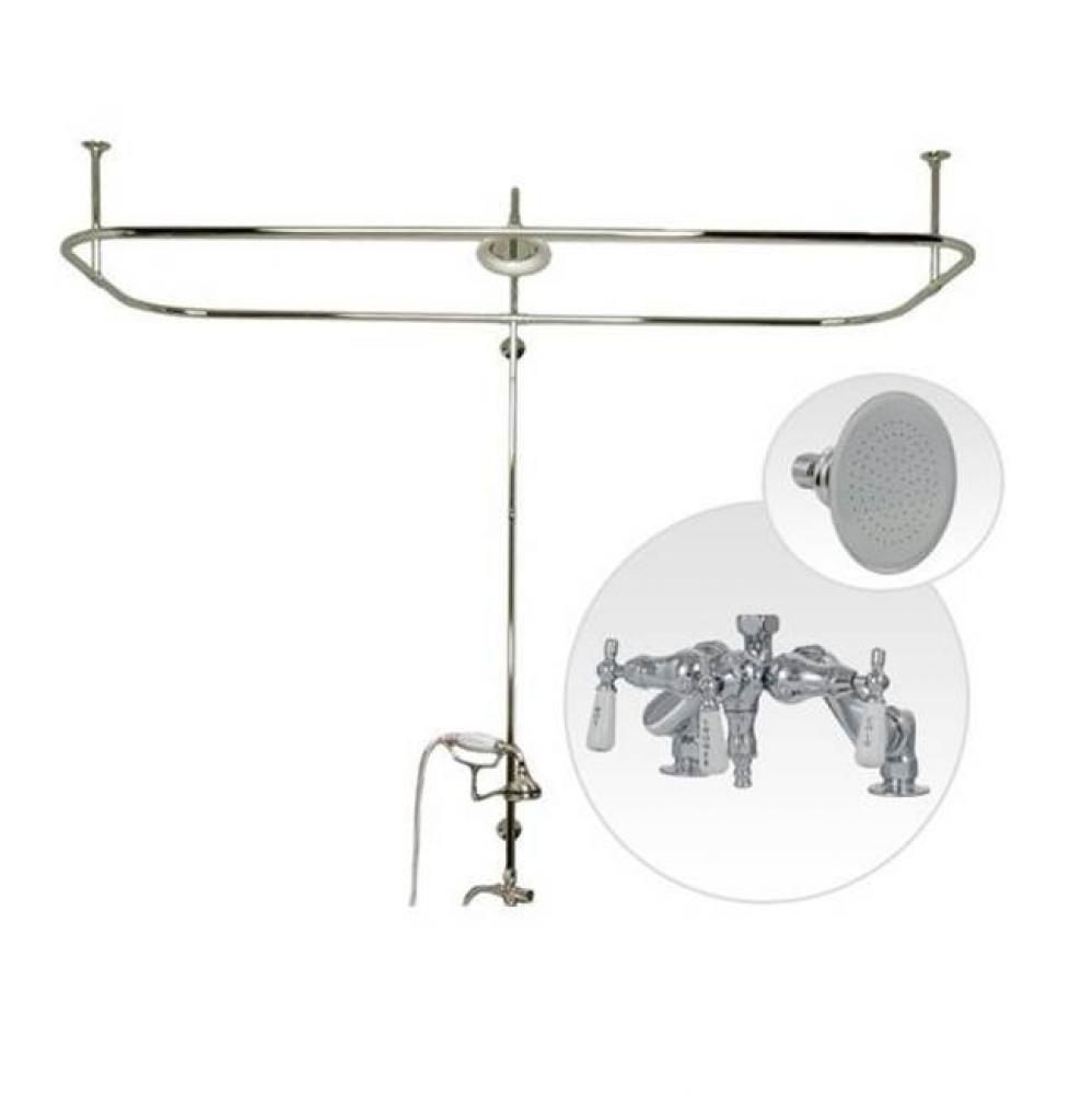 Side Deck Mount Shower Kit with Down Spout Faucet Shower Enclosure Set