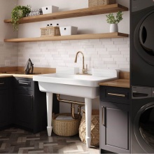 Maidstone 138-C14-SINK-2 - Cast Iron Kitchen / Laundry Sink with Legs- White