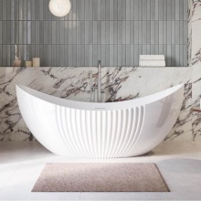 Maidstone 220T-5008-71-3 - Double End Vertical 71 Inch Acrylic Fluted Freestanding Tub - White - Gloss White