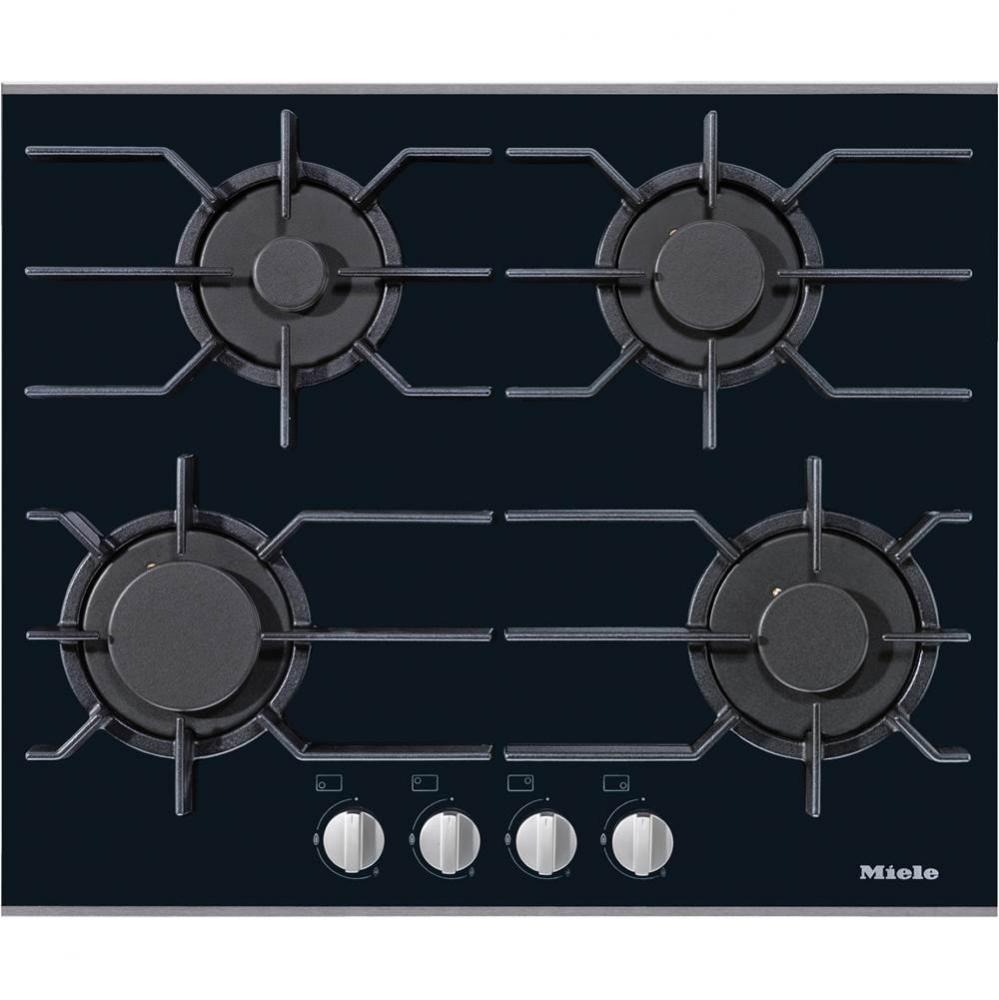 KM 3010 G - 24'' Cooktop on Black Glass Cooktop Nat Gas (Stainless Steel)