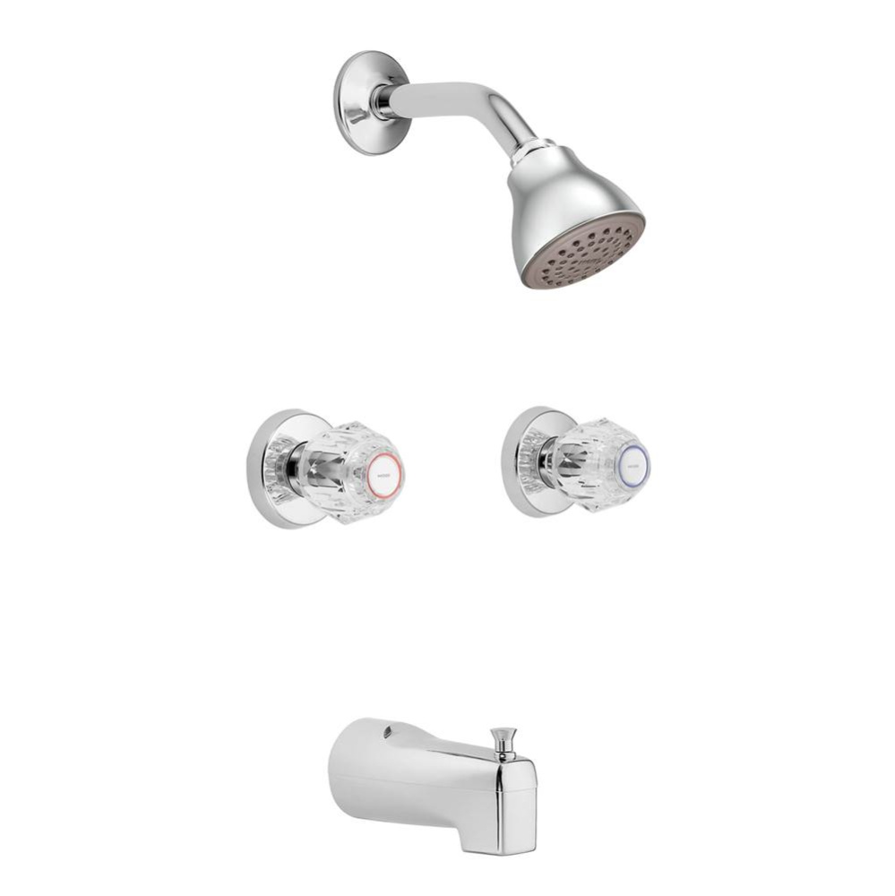 Chateau WaterSense 2-Handle Tub and Shower Faucet Trim Kit in Chrome (Valve Included)