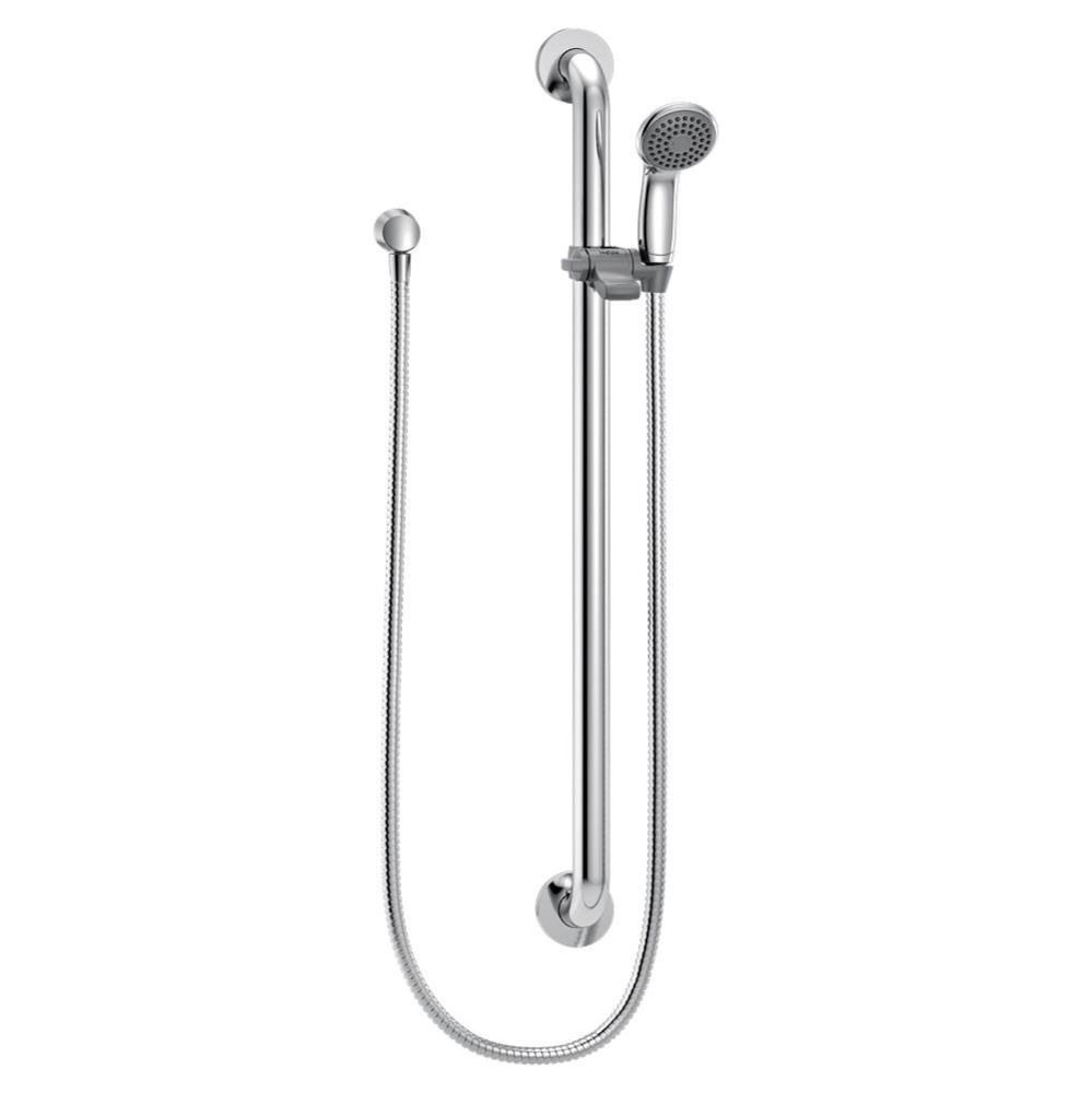 Commercial M-Dura Slide Bar/Grab Bar with Hand Shower, 1-1/2-Inch x 36-Inch, 1.75-gpm, Chrome/Stai