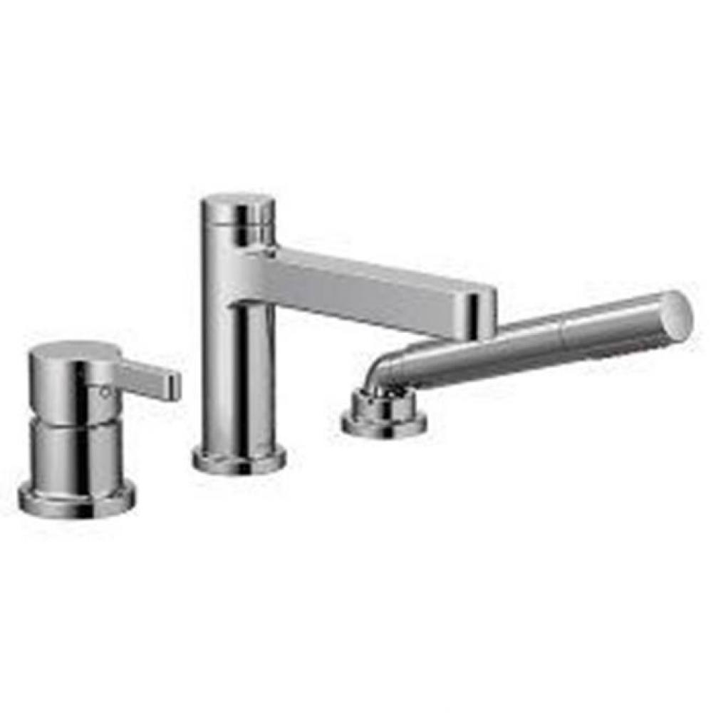 Vichy Chrome One-Handle Low Arc Roman Tub Faucet Includes Hand Shower