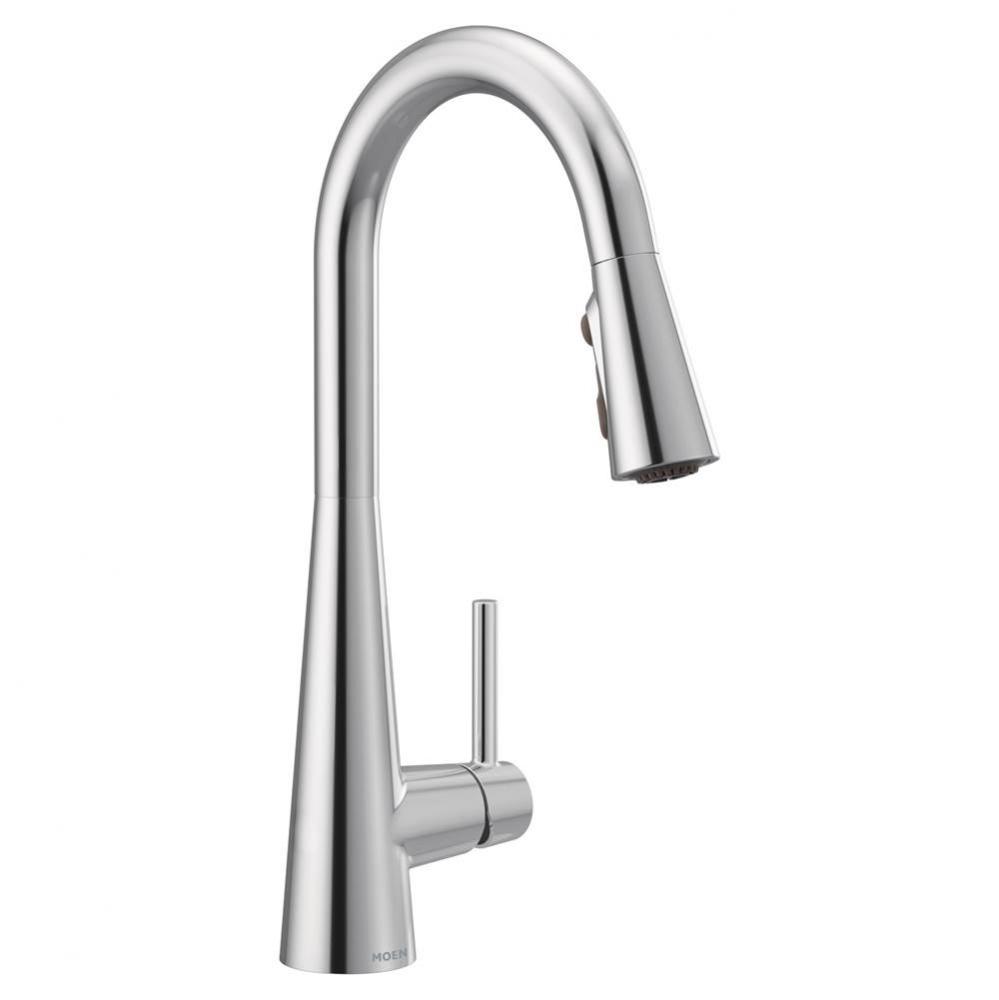 Sleek Chrome One-Handle High Arc Pulldown Kitchen Faucet