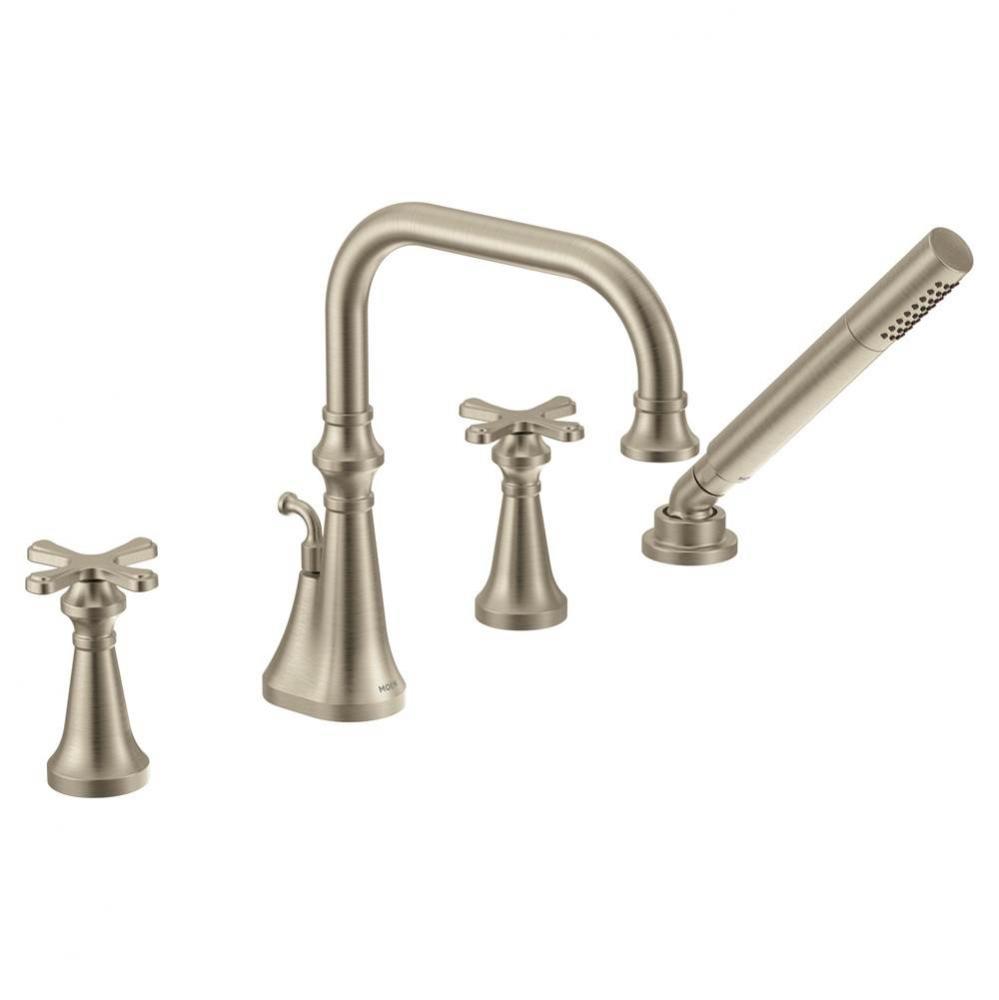 Colinet Brushed Nickel Two-Handle High Arc Roman Tub Faucet