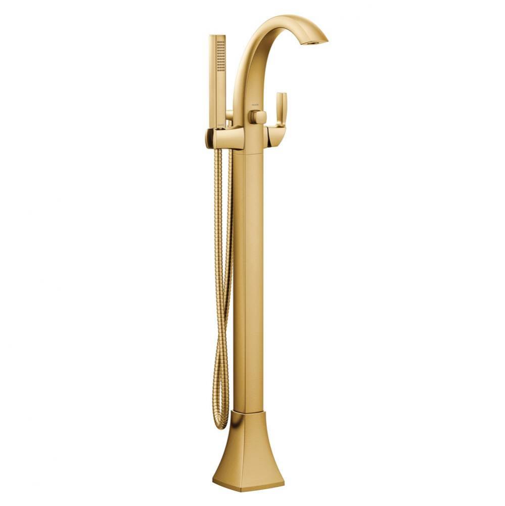 Voss Brushed Gold One-Handle Tub Filler Includes Hand Shower