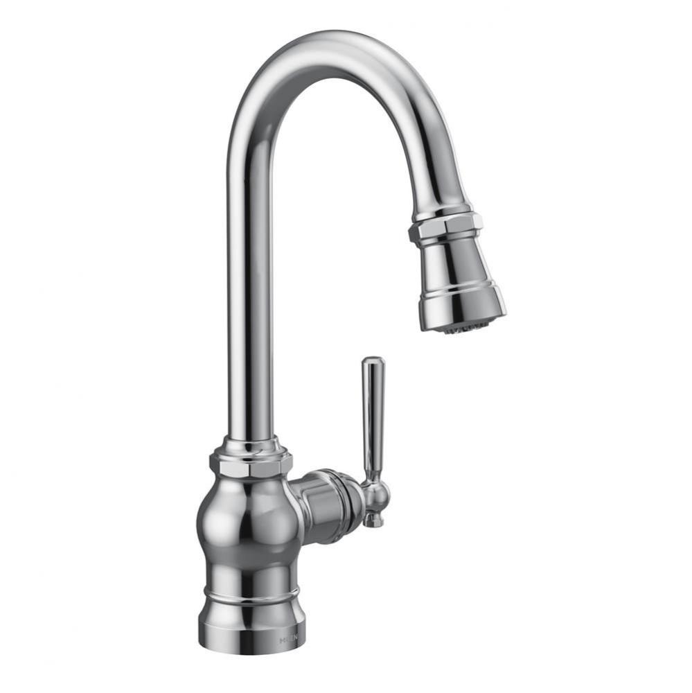 Paterson Chrome One-Handle High Arc Pulldown Single Mount Bar Faucet