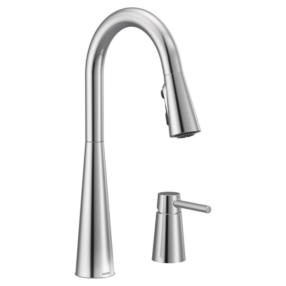 Sleek Chrome One-Handle High Arc Pulldown Kitchen Faucet