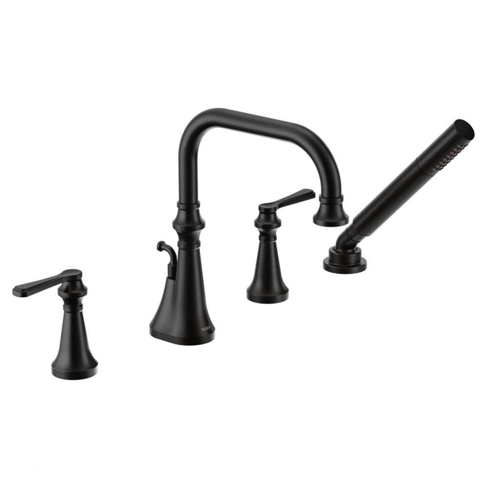 Colinet Matte Black Two-Handle High Arc Roman Tub Faucet