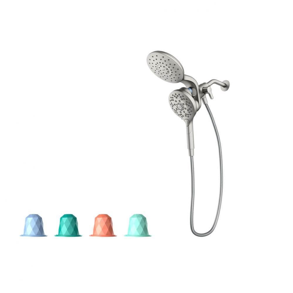 Inly Chrome Six-Function 6-1/2'' Diameter Spray Head Eco Rainshower And Handshower