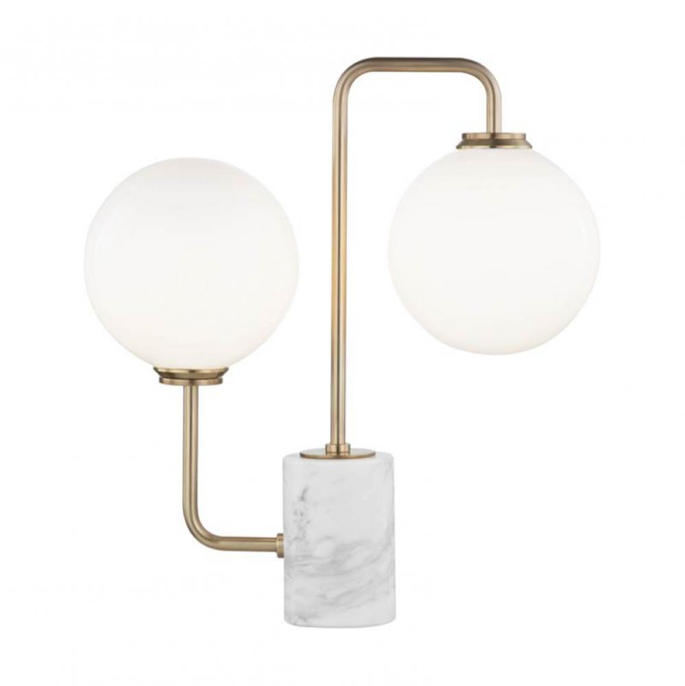 2 LIGHT TABLE LAMP WITH A MARBLE