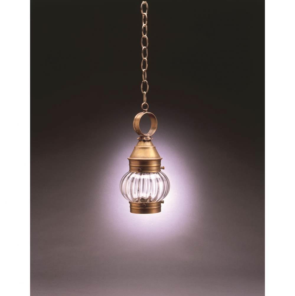 Onion Hanging No Cage Dark Brass Medium Base Socket Optic Glass