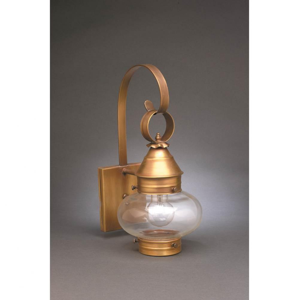 Onion Wall No Cage Dark Antique Brass Medium Base Socket Clear Glass