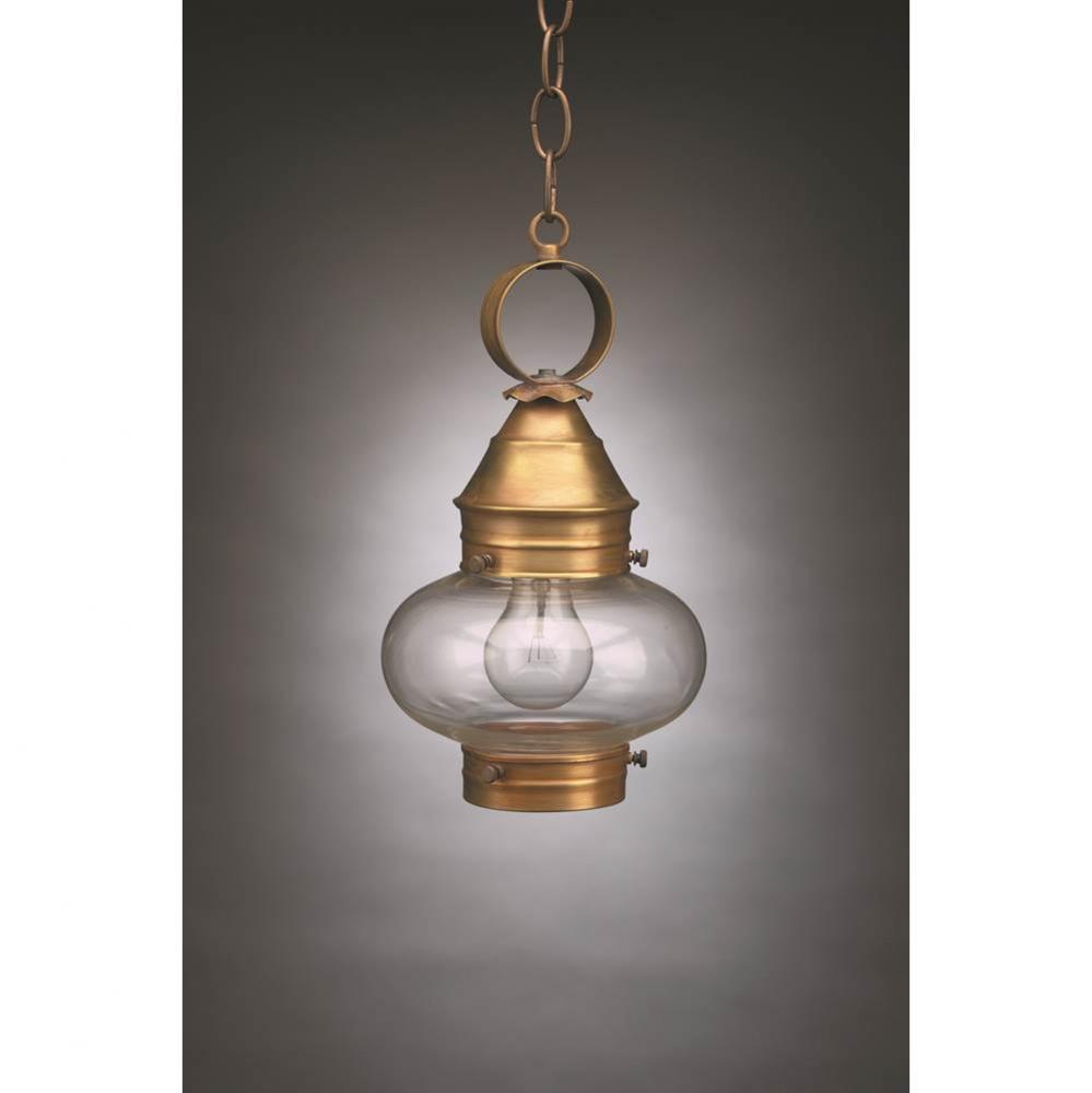 Onion Hanging No Cage Antique Brass Medium Base Socket Clear Glass